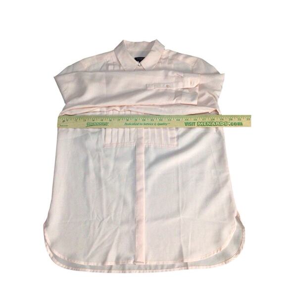 Talbots Pink Semi Sheer Pleated Tuxedo Style Button Down Blouse Size S Petite - Picture 5 of 9